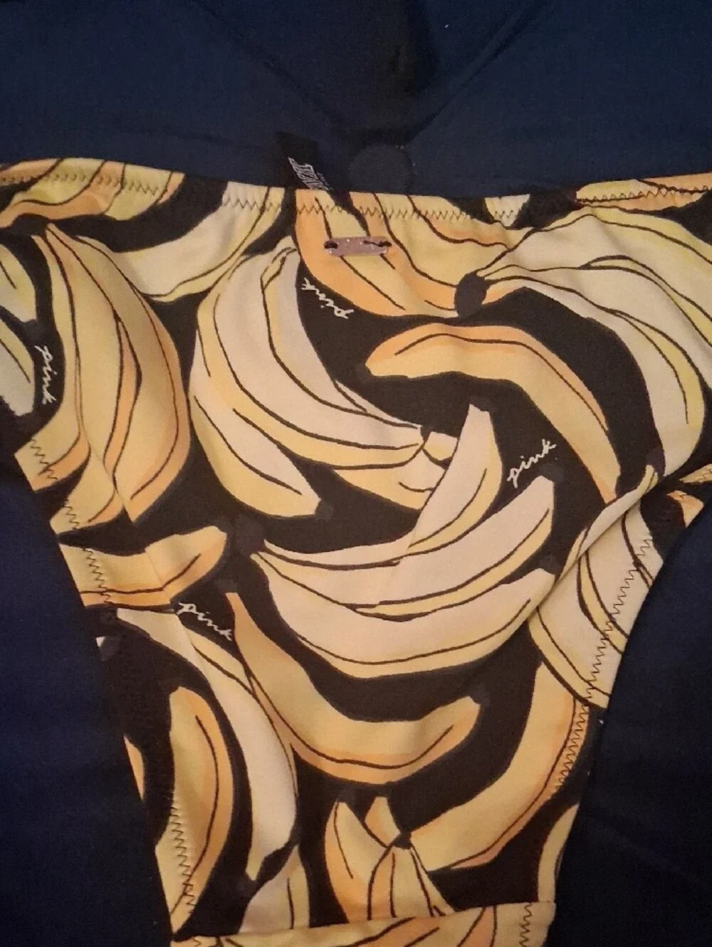 PINK Victoria's Secret Black Bikini Bottoms with Yellow Banana Print
